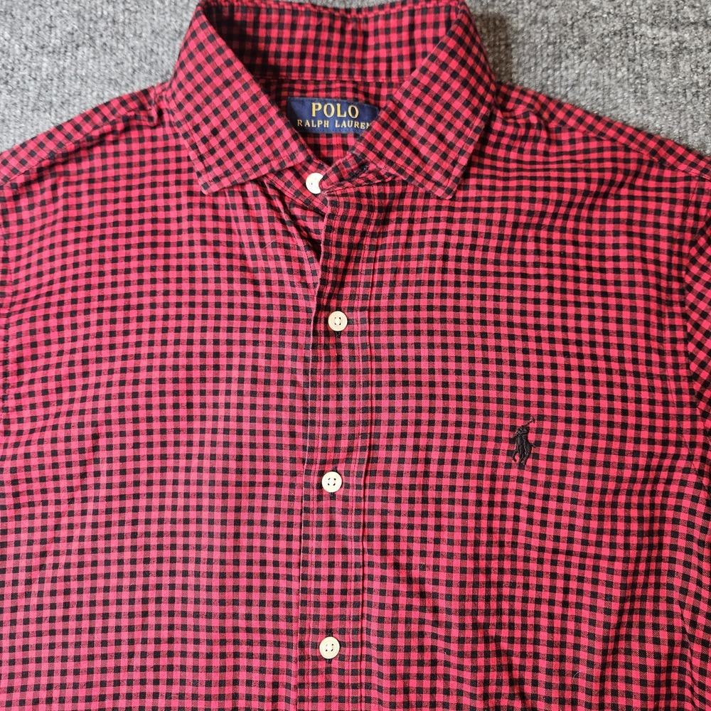 Polo Ralph Lauren Men's Longsleeve Button Up Shirt Size Small Red‎ Black Check